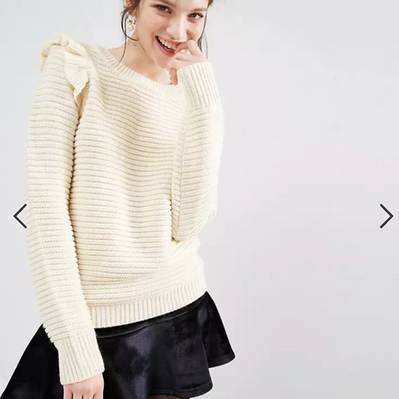Willow and Paige Ribbed Sweater With Shoulder Ruffle - Picture 3 of 5